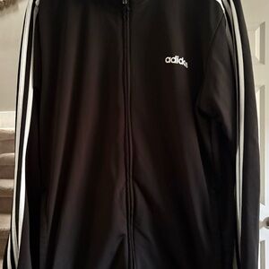 Adidas Black Windbreaker with Signature Stripes